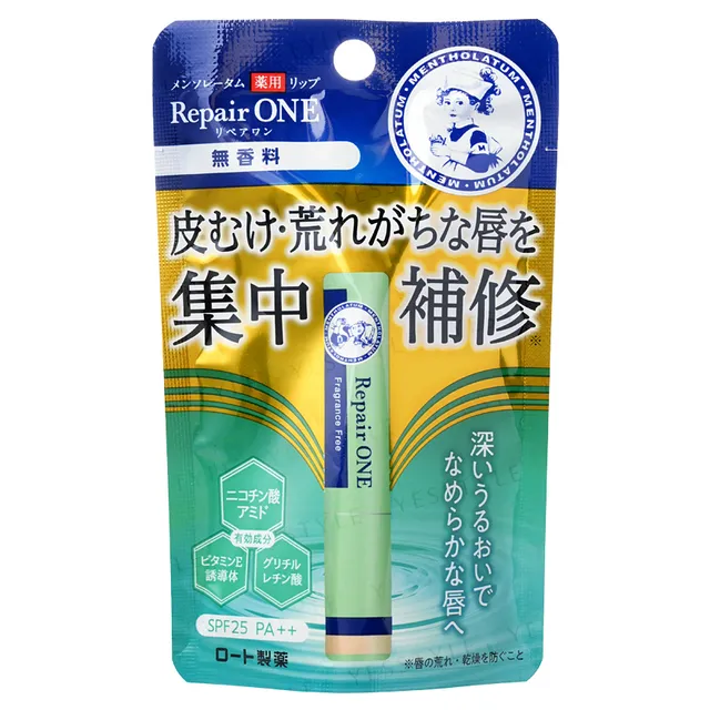 Rohto Mentholatum Repair One Lip Balm SPF 25 PA++ Fragrance Free 2.3g