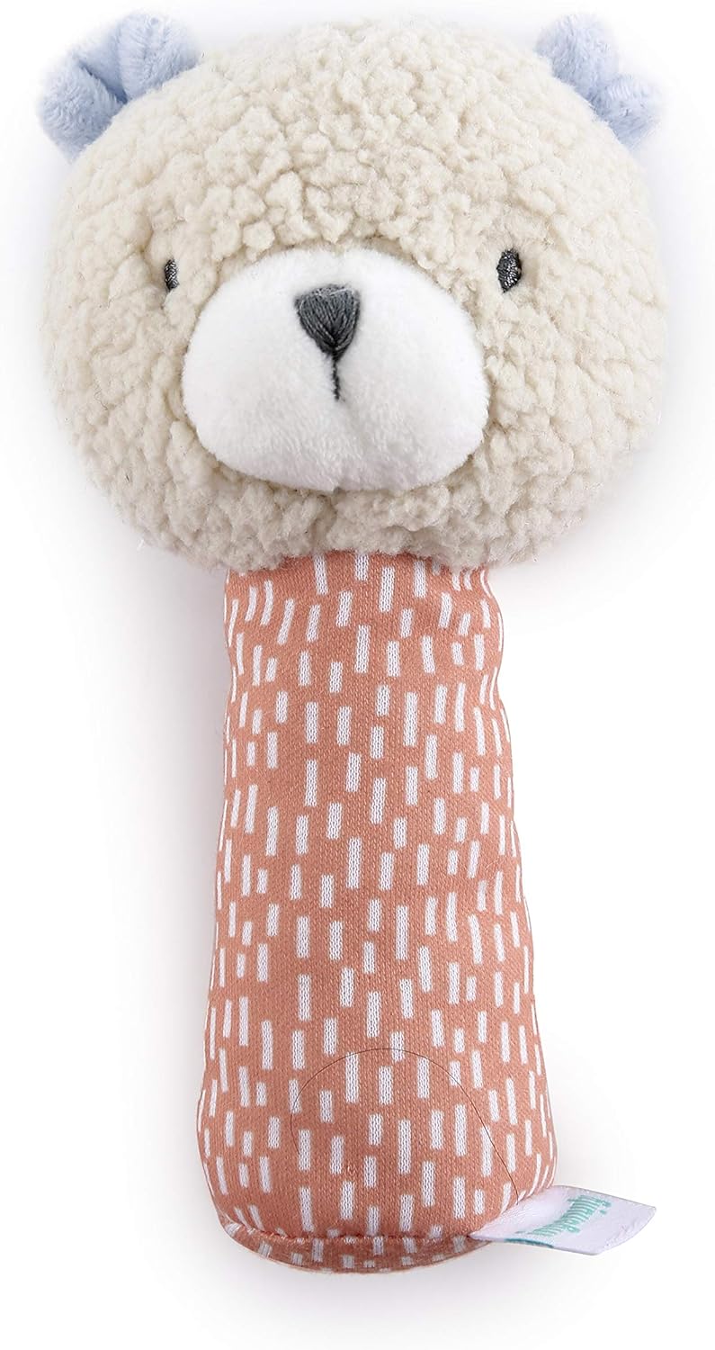 INGENUITY Premium Soft Plush Handheld Rattle, Nate the Teddy Bear